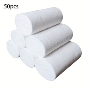 TEMU 50개 초대량 경제적인 화장지 핸드 타월 냅킨 용지 화장지 4겹 두꺼운 타입, 어떤 가정 장면과 호텔용 종이 재질의 핸드 타월에 적합|화장지