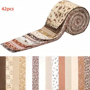 TEMU 42pcs 6.5x50cm 작은 꽃 젤롤 직물 스트립, 휴일 장식, 퀼트, 베개, 장난감, 테이블 클로스, 핸드백 및 침구 DIY 수제 스티칭 폴리에스터 젤롤 스트립에 적합합니다.