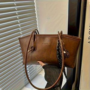 TEMU 여성용 크레센트 백 - 스타일리시하고 고품질의 대용량 다기능 토트백, 호보 스타일, 빈티지 시크 크로스바디 백, 통근에 적합. 블랙, 커피 색상으로 제공.