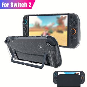 TEMU 닌텐도 스위치 2 호환 도킹 가능 투명 보호 케이스 NS2 게임 액세서리용 플래시 하드 쉘