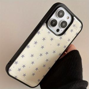TEMU 폰케이스: 귀여운 별 에폭시 블랙 보더 아이폰 16 15 14 13 12 프로 맥스 11 러블리 걸 충격방지 백커버