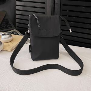 TEMU 여성용 소프트 나일론 크로스바디 폰백 - 조절 가능한 스트랩 & 지퍼 클로저 / 한국 스타일 핸드백, 출퇴근, 쇼핑에 적합 - ///// - 캐주얼 파우치|미니크로스백|핸드폰스트랩