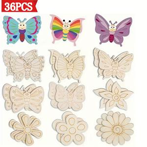 TEMU 36개 나무 나비 그림 기차 장식, 생일, 결혼식, 컨트리 코티지 홈 데코레이션용, 크리스마스 및 추수감사절 파티 장식용 행잉 장식품, 크리스마스에 최고, 추수감사절에 완벽