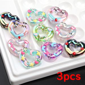 TEMU 3개 세트 유니크 비즈 아크릴 비즈 멀티컬러 핸드드로우 표정 패턴 하트 비즈 루즈 장식 비즈 패션 수제 주얼리 만들기 참 DIY 펜 장식, 목걸이, 팔찌, 귀걸이, 폰 스트랩 액세서리 & 공예 애호가 선물|비즈목걸이