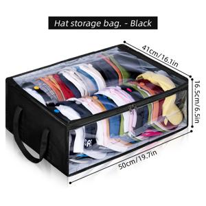 TEMU 1개 모자 보관함, 인스 스타일 투명 보관함 (블랙, 그레이), 지퍼형 방진 보관함, 야구 모자, 페도라, 버킷햇 보관에 적합, 침실 및 옷장에 이상적, 사계절 사용 가능, 침대 밑 수납