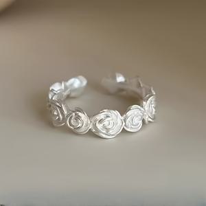 TEMU 여성용 화이트 로즈 꽃 반지 | 라이트 럭셔리, 하이엔드 패션, 다용도, 쿨 스타일, 무광 마감, 오픈 디자인, 구리 소재, 모든 계절 및 행사에 적합|반지