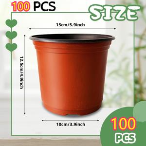 TEMU 100개입 튼튼한 6인치 플라스틱 화분 (배수구 포함) - 다육 식물, 모종, 가지, 이식에 적합한 야외 사각 모종통 - 두꺼운 벽체 내구성 꽃병 및 화분