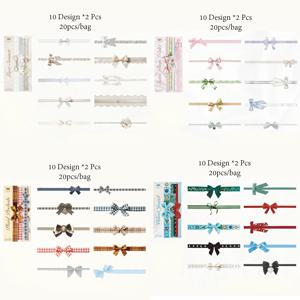 TEMU 80개 (4종 X20개) 와시 테이프 - 타임 데코 기프트 시리즈 리본 패턴, 스크랩북, 저널링, 플래너, 공예용 장식 스티커 테이프 - 사무실, 생일 장식 및 선물용 (와시 테이프)