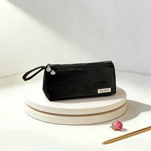 TEMU 이중 레이어 코듀로이 필통 | 넉넉한 수납 공간, 부드럽고 피부 친화적, 십대, 성인, 남녀공용을 위한 완벽한 휴일 선물 (추천 색상: 딥 블랙, 엘레강트 그레이, 화이트)