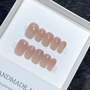 TEMU 10개입 핸드메이드 숏 스퀘어 프레스 네일 - 프렌치, YK 및 매니큐어 호환, 광택감, 숏 길이, 컬러 또는 그라데이션, 프렌치 팁, DIY 매니큐어 & 페디큐어, 손발 관리 제품|네일팁