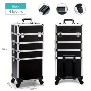 TEMU 4-In-1 방화 보드 메이크업 보관 케이스, 화사한 롤링 뷰티 정리함 (메이크업 아티스트용)