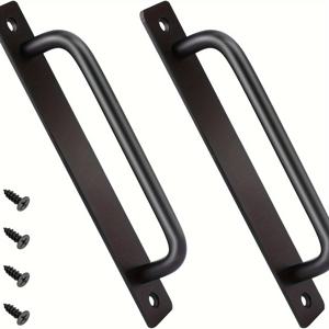TEMU 매트 블랙 바른 문 손잡이 2개 세트 - 160mm 양면 당김 손잡이 세트, 부드러운 작동, 쉬운 설치 및 내구성 있는 성능, 게이트, 옷장, 찬장 문에 적합|방문손잡이