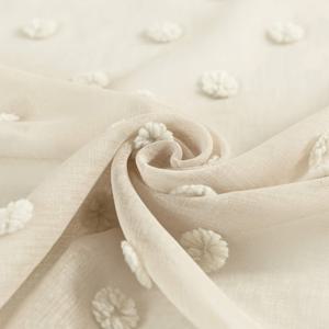 TEMU 1개 3D 플로킹 소프트 볼이 있는 시스루 가벼운 침실 커튼, 따뜻하고 로맨틱한 거실용 커튼