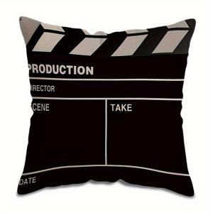 TEMU 1개 MEMNUN 빈티지 영화 클래퍼보드 베개 커버 - 양면 인쇄 17.7x17.7인치 지퍼 잠금, 감독/장면/테이크 라벨, 홈 시어터 & 거실 장식용 세탁기 사용 가능 소파 쿠션 커버 (내부 충전재 없음), 독특한 패브릭 디자인의 데코레이티브 필로우 커버