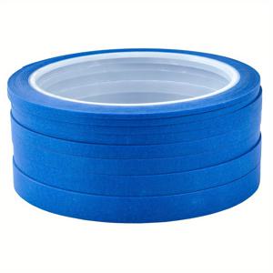 TEMU 블루 페이퍼 마스킹 테이프 및 와시 테이프 - 네일 아트, 페인팅, 스프레이 페인팅 마스킹, 의류 디자인 드레이핑 용지로 사용 가능. 8롤 팩: 2mm, 2.5mm, 3mm, 4mm, 5mm, 6mm, 8mm, 10mm X 롤당 25미터