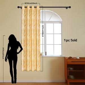 TEMU 유럽 스타일의 고급스러운 골드 자카드 커튼 1개. 거실, 침실, 발코니의 창문 및 문 장식에 적합하며, 아일렛 디자인 특징.