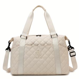 TEMU 대용량 퀼트 패턴 여행 더플백, 단색 오버나이트 캐리온 토트백 및 다수의 수납 포켓|남자가방