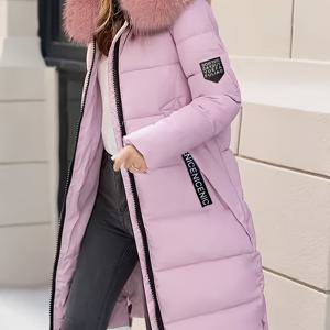 TEMU 따뜻함을 위한 탈착식 긴 지퍼업 후드 코트