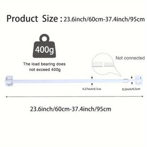 TEMU 소형 라운드탑 커튼봉 2개, 확장형 도어 커튼봉, 조절형 커피봉, 엘자형 나사 4개 및 접착식 플라스틱 서포트 브래킷 5개