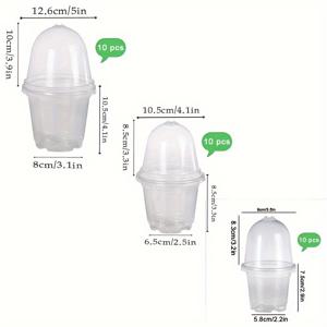 TEMU 15/30세트 3.5-4/5인치 투명/블랙 보습 화분 커버 포함, 두꺼운 강화 화분 커버로 온도 및 습도 유지, 씨앗 파종 및 발아, 그리고 절단 뿌리 발달에 적합