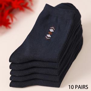 TEMU 남성용 엘리트 비즈니스 양말 10켤레/20켤레, 일상복으로 편안하고 내구성이 뛰어난 미드 카프 양말