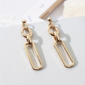 TEMU 롱 기하학 체인 클립형 귀걸이 한 쌍, 피어싱 불필요