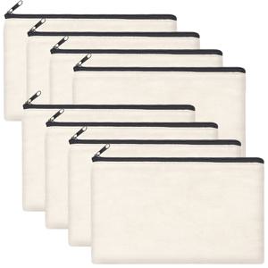 TEMU 8개 세트 빈 지퍼 파우치 - 재사용 가능한 DIY 공예 가방, 메이크업 필통, 화장품 및 위생 용품 정리함, 안전한 지퍼 클로저, 여행용 내구성 있는 원단, 학교/사무실 보관용, 기능성 스타일의 화장품 수납 주머니|파우치