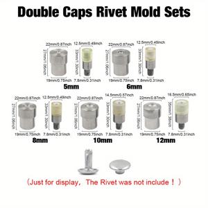 TEMU 가죽 공예 더블 캡 스터드 몰드 키트 세트, 의류 버튼 몰드 키트, 금속 아일렛 몰드 키트, 핸드 프레스 기계와 함께 사용하도록 설계됨