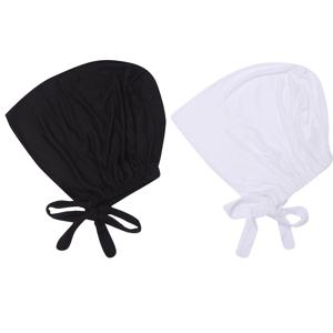 TEMU 모델 무슬림 언더캡 소형 모자 고품질 탄성 밴드 조절 가능 헤어 숨기기 가능 언더캡 헤드스카프 모자 조합 두 개 세트