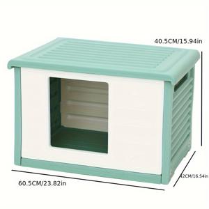 TEMU 여름 야외 고양이 집 코티지, 방수 개집, 길고양이 보호소, 비전기식, 현대적 스타일, 플라스틱, 쉬운 조립