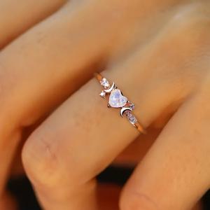 TEMU 우아한 하트 모양 오팔 반지, 14K 금도금 반짝이는 큐빅 지르코니아, 여성을 위한 고급 구리 약혼 및 결혼 반지, 패션 주얼리, 결혼식/파티용 다기능, 완벽한 데이 선물|반지