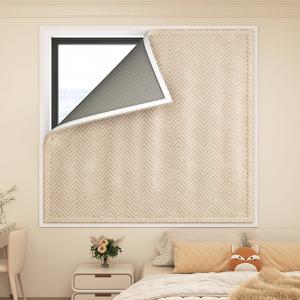 TEMU 2025년형 신상 플러시 방풍 두꺼운 단열 창문 커튼, 방음 및 접착 매직 테이프 포함, 1개