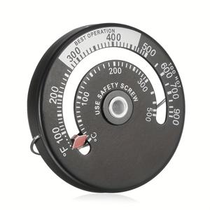 TEMU 1개 자석 벽난로 온도계 - 디스플레이가 있는 튼튼한 금속 구조, 0-500°F/0-300°C 온도 범위, 나무 스토브, 벽난로, BBQ 그릴용