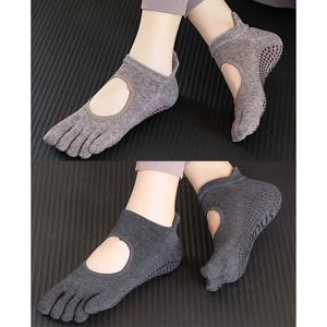 TEMU 여성용 봄과 여름 짧은 요가 양말 2켤레 실내 미끄럼 방지 다섯 손가락 양말 분할 발가락 양말 바닥 양말 성인 스포츠 양말 원 사이즈