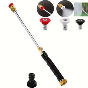 TEMU 구리 고압 물총 | 차량 세차 및 정원 가꾸기에 적합한 강력한 롱 스프레이 로드 (3가지 노즐 포함)