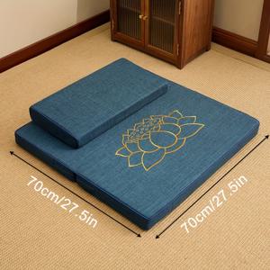 TEMU 1개, 연꽃 무늬 자수 쿠션, 다다미 바닥 쿠션, 발코니 창가 명상 쿠션, 기도 쿠션, 앉이 쿠션, 접어서 보관 가능, 주방 식탁 의자, 사무실 의자 높이 조절 쿠션, 홈 퍼니싱|소파|좌식의자|접이식의자