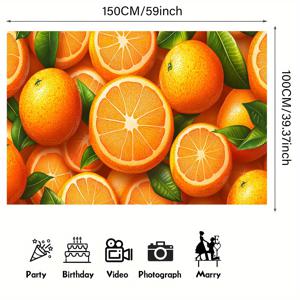TEMU 1개 리얼리스틱 트리 배경천 - 매달린 오렌지 포함, 내구성 강한 원단, 포토부스 배경, 생일 결혼식 파티 장식, 실내/야외용 - 과일 테마