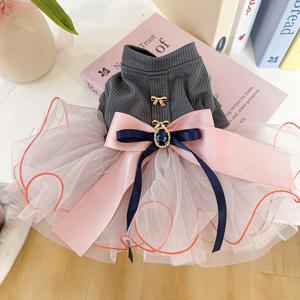 TEMU 새로운 스타일리시하고 귀여운 강아지 옷, 봄, 여름, 가을에 적합합니다. 테디, 비숑, 폼페라니안 강아지 및 고양이를 위한 우아한 공주풍 푹신한 드레스. 편안하고 다재다능한 애완동물 의류