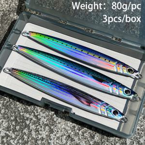 TEMU Fishing Master는 60G, 80G, 100G의 무게로 제공되는 장거리 캐스팅 메탈 피크 세트를 제공합니다. 이 아이리스 선켄 베이트는 심해 및 참치 낚시에 적합하게 설계되었으며, 내구성이 뛰어난 구리 합금으로 제작되었으며 트리블 훅이 장착되어 있습니다.