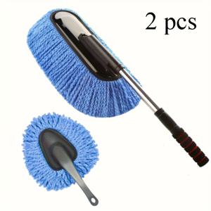 TEMU 차량 관리용 자동차 브러쉬 2개 세트. 안전한 마이크로화이버 먼지떨이와 다용도 실내 청소를 위한 확장 가능한 손잡이가 특징입니다.