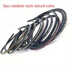 TEMU 여성을 위한 우아한 라인스톤 헤어밴드 5개 세트 - 미끄럼 방지, 반짝이는 멀티컬러 라인스톤이 장식된 빈티지 스타일 헤어 액세서리, 스타일링 및 세안에 완벽.