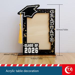 TEMU 1개 TX 졸업 모자 목재 사진 프레임 영감을 주는 명언 포함 - 현대적인 수직형 데스크탑 디스플레이 스탠드 졸업 사진용, 완벽한 졸업 파티 장식 및 졸업생을 위한 기념 선물
