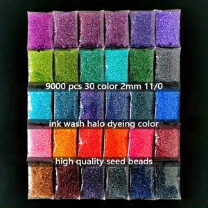 TEMU 주얼리 제작용 유리 시드 비즈 9000개 키트. 2mm 11/0 전통 중국 잉크 워시 스타일 유리 코어 쌀알 비즈로 구성되며, 각 팩은 5그램으로 총 150그램 (5.29온스)으로 구성되어 있습니다. 30가지 색상으로 제공됩니다.