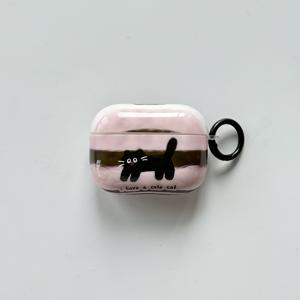 TEMU 귀여운 흑마모리구 디자인의 핑크색 보호 케이스에 검은색 링이 달린 에어팟 프로 1, 2, 3, 4 호환 케이스