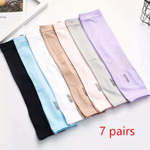 TEMU 7켤레 남녀공용 쿨링 팔토시 - 통기성 좋고 신축성 있는 착용감, 야외 스포츠, 운전 및 여름 활동에 적합. 7가지 색상으로 제공되며 팔토시와 손목 보호대 포함|팔토시|쿨토시|손목보호대