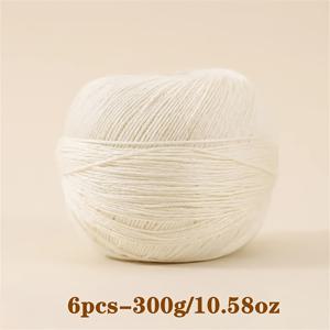 TEMU 6개입 대나무 린넨 레이스 실 - 부드럽고 통기성 좋은 DIY 공예용 레이스 실, 피부 친화적인 대나무 섬유, 다양한 컬러 옵션, 옷, 모자, 스카프, 양말, 핸드백에 이상적 (총 300.58oz)|린넨