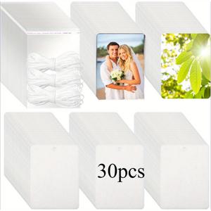 TEMU 무향 승화 방향제 시트 30개, DIY 자동차 방향제용 시트 무지 30개와 봉투 및 끈 포함|차량용방향제