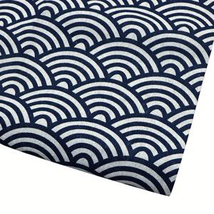 TEMU 네이비 블루의 기하학적 웨이브 디자인의 고품질 린넨 원단 1개, 50X150Cm (19.68X59인치) 사이즈, 퀼팅, 재봉 및 소파 커버, 커튼, 가방, 쿠션, 테이블보 등 다양한 프로젝트에 적합