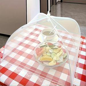 TEMU 화이트 메시 모기장 | 대형 팝업 메시 커버 텐트 - 접이식, 세탁 가능, 방충 기능, 피크닉, 바베큐, 파티 및 야외 식사에 적합 - 흰색 폴리에스터 메시와 드로스트링 잠금 장치가 특징입니다. | 사계절 사용에 적합