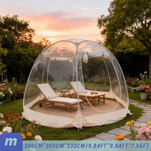 TEMU 여행용 시안다 팝업 버블 텐트 - 사계절 즉석 설치 라운드 돔 캠핑 텐트, 지퍼 도어, 베이지 방수 야외 쉼터, 겨울용, 뒷마당, 정원, 파티오용 (쉬운 설치)